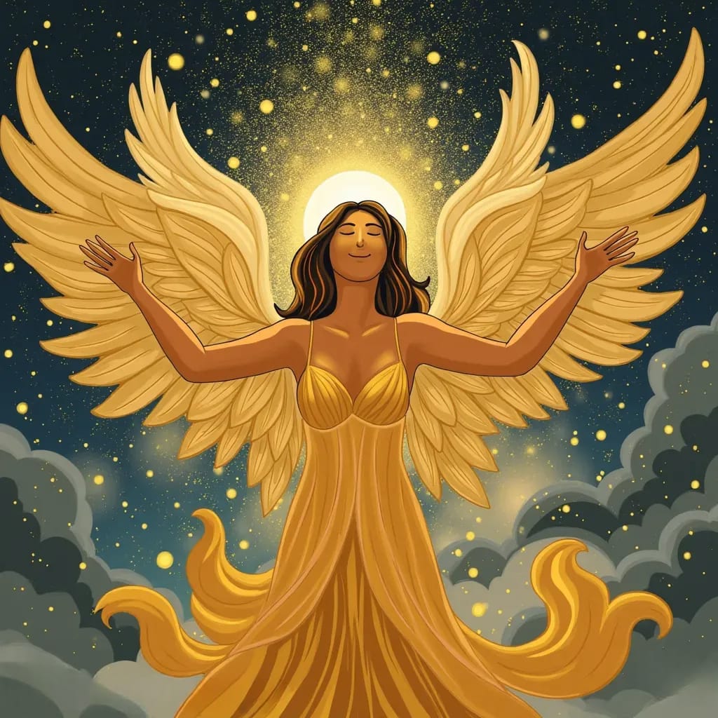 Angel en cielo nocturno